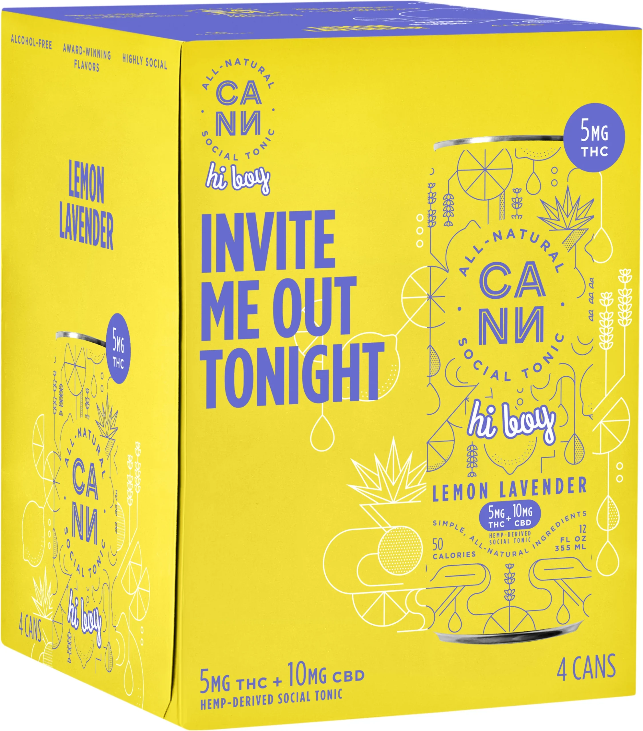 Cann Lemon Lavender 5 MG – 4 Pack (12 Oz Cans) - Breeze Thru