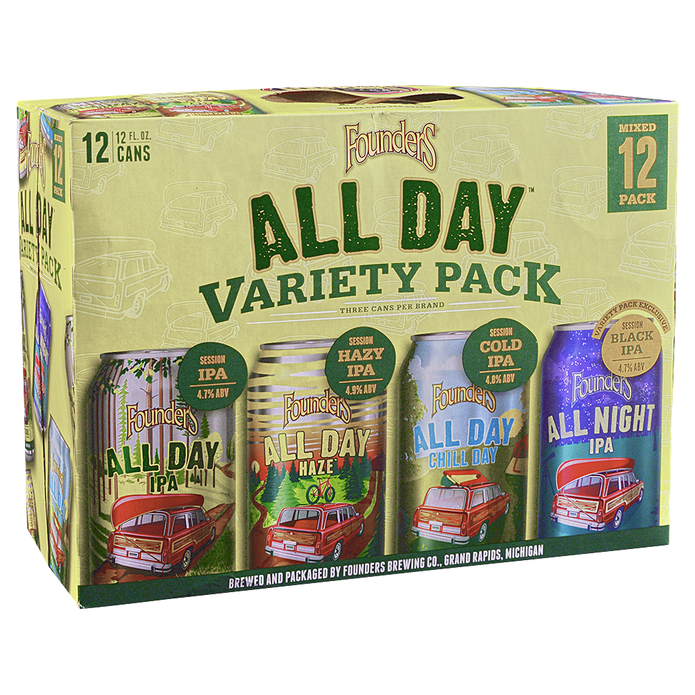 Founders All Day Variety Pack | 12 Cans, 12 Oz | Session IPA Collection