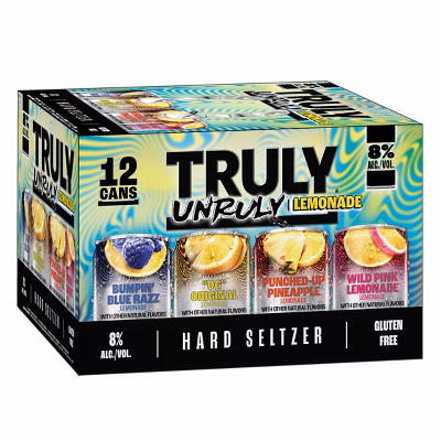 Truly Unruly Lemonade Hard Seltzer – 12 Pack (12oz Cans) | Refreshing Hard Lemonade Variety