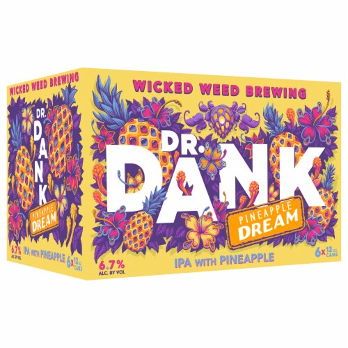 Wicked Weed Dr. Dank Pineapple Dream IPA - Tropical Haze 6 Pack Cans